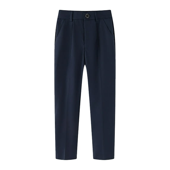 Boys School Uniform Pants Boys Flat School Uniform Pants Front Dress Pants Adjustable Waist School Pants Boys Dark Blue 13 Years-14 Years