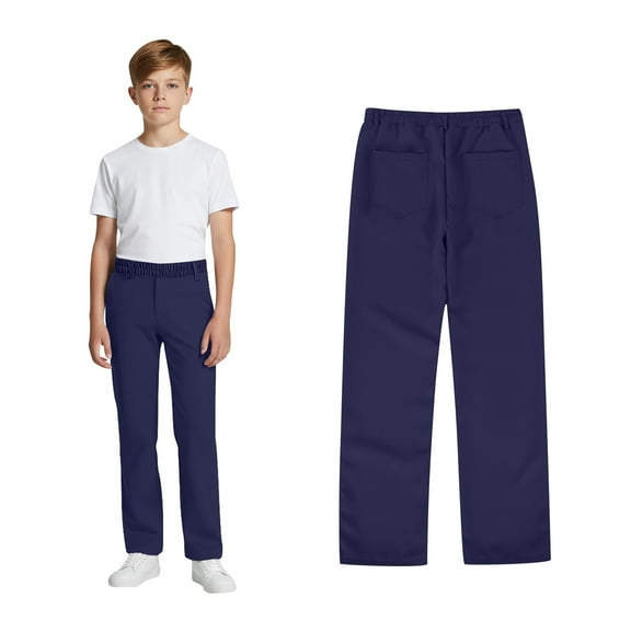 Boys School Uniform Pants Pull On Chino Pants with Pockets Straight Pants Navy Pants for Boys Uniform Back To School Outfits for Boys Kids Boys Clothes 7-8 Years