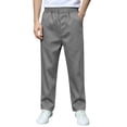 thumbnail image 1 of Boys School Uniform Pants Pull-On Loose Fit Lightweight Workwear Flat Front Elastic Waisted Straight Trousers with Pockets Gray 9-10 Years, 1 of 9