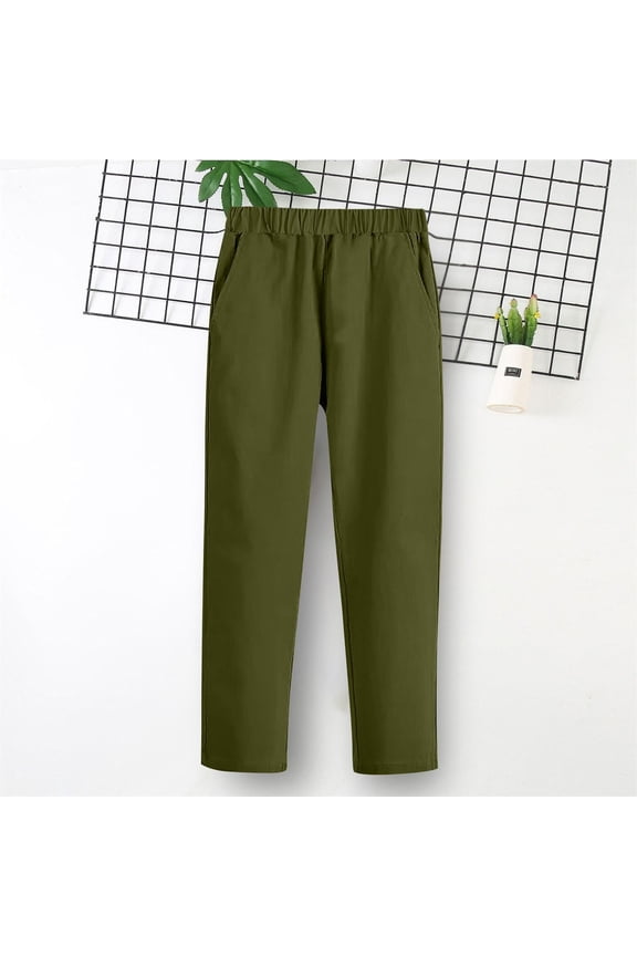 Boys School Uniform Pants Twill Dress Pants Kids Stretch Toddler Boy Jeans Elastic Waist Straight Leg Pull On Jogger Pants with Pockets, Size 3-9