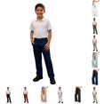thumbnail image 1 of Boys School Uniform Pants for Gilrs Straight Leg Flat Front Navy Kids Dress Pants Comfortable Waistband with Zip Closure 13-14 Years, 1 of 5