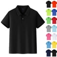 thumbnail image 1 of Boys School Uniform Pique Polo Shirts Quick Dry Active Breathable Performance Fabric Shirt Fashion Pullover Tshirts Clothes,Black,5-6 Years, 1 of 5