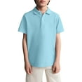 thumbnail image 1 of Boys School Uniform Polo Shirt Short Sleeve Collared Golf Polos Button Placket Casual Top for Kids Classic Fit, 1 of 4