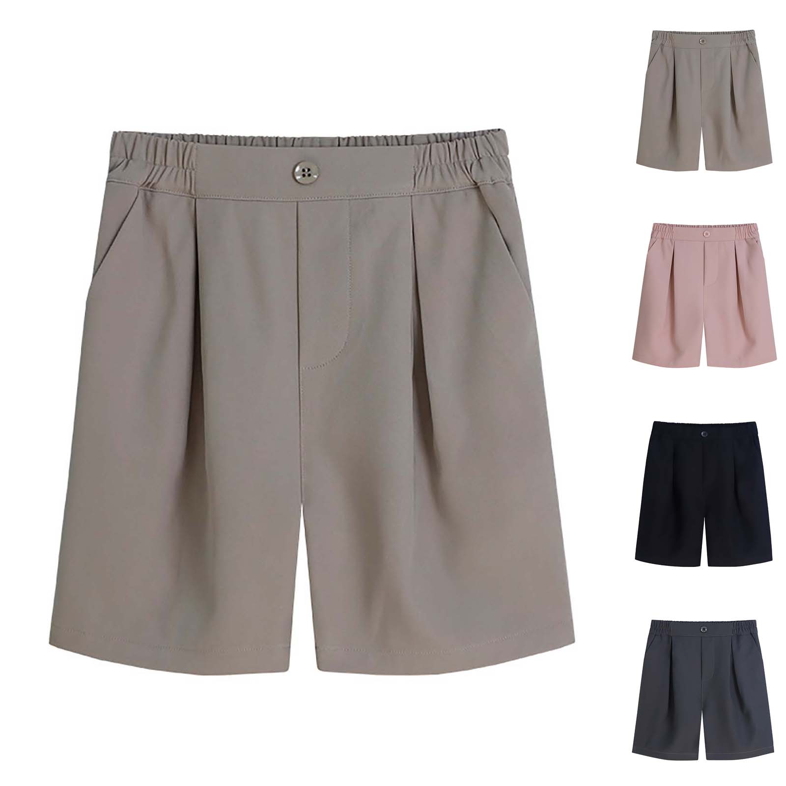 Boys' School Uniform Pull on Shorts with Pockets Back To School Outfits School Shorts for Girls 3-4 Years