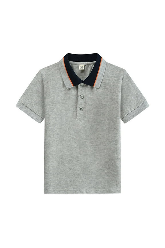 Boys School Uniform Shirts Short Sleeve Performance Polo Grey 3 Y -4 Y