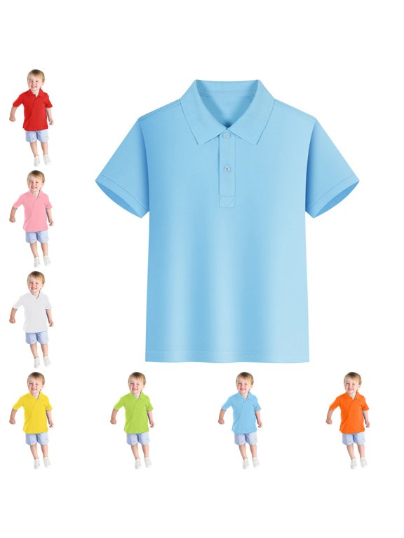 Boys' School Uniform Short Sleeve Boy Polo Shirt Quick Dry Uniform Shirts for Girls 13-14 Years