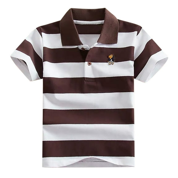 Boys School Uniform Short Sleeve Pique Polo Shirt Summer Casual Solid Gentleman Tops Holiday Shirts T Shirt,11-12 Years,Z2-Coffee