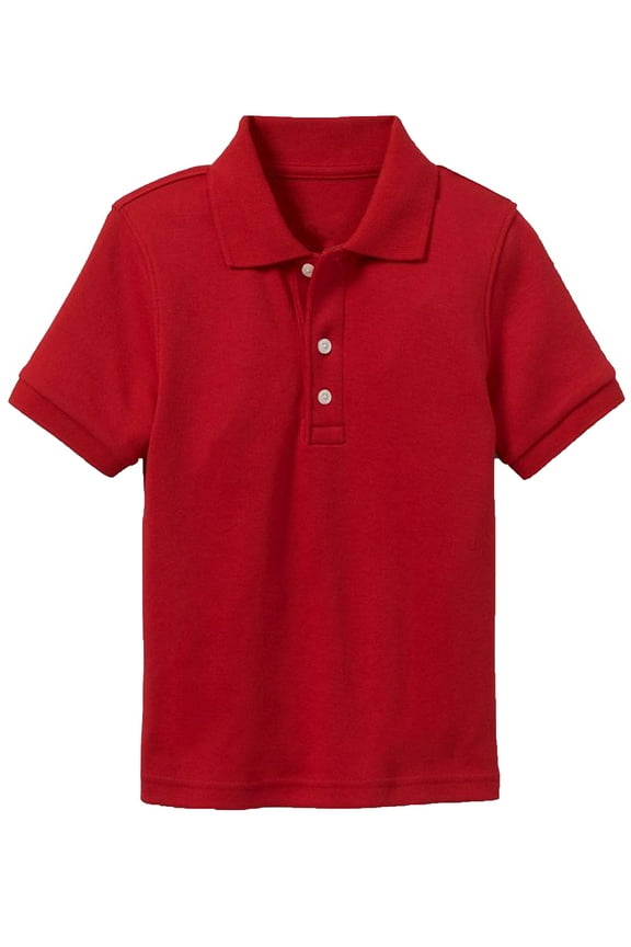 Boys School Uniform Short Sleeve Pique Polo Shirt (XS-2XL)