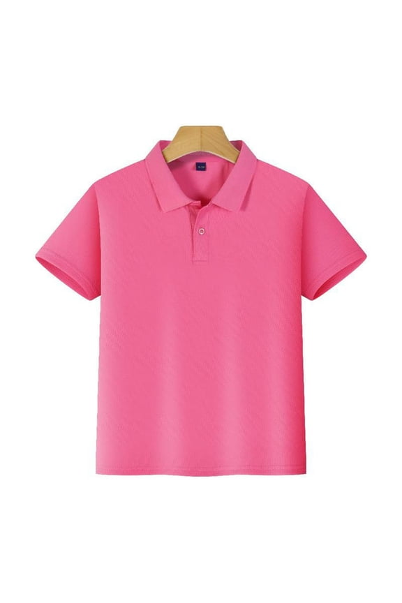 Boys' School Uniform Short Sleeve Polo Shirt, Button Closure, Comfortable & Soft Pique Fabric