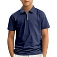 thumbnail image 1 of Boys' School Uniform Short Sleeve Polo Shirt, Button Closure, Moisture Wicking Performance Material(Navy 7-8 Years), 1 of 4