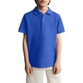 thumbnail image 1 of Boys' School Uniform Short Sleeve Polo Shirt, Button Closure, Moisture Wicking Performance Material Royal Blue 120, 1 of 4