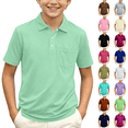 thumbnail image 1 of Boys' School Uniform Short Sleeve Polo Shirt Button Closure Moisture Wicking Performance Material, 1 of 7