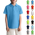 thumbnail image 1 of Boys School Uniform Short Sleeve Stain Guard Polo Shirt Light Blue 130, 1 of 5