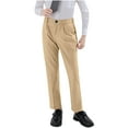 thumbnail image 1 of AIEOTT Boys School Uniform Twill Khaki Pants, Flat Front & Elasticized Waistband, Zipper Closure With Faux Button, for 3-16 Years, 1 of 6