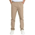 thumbnail image 1 of Boys School Uniform Twill Khaki Pants, Flat Front & Elasticized Waistband, Zipper Closure With Faux Button, 1 of 5