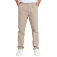 thumbnail image 1 of Boys School Uniform Twill Khaki Pants, Flat Front & Elasticized Waistband, Zipper Closure With Faux Button, 1 of 5