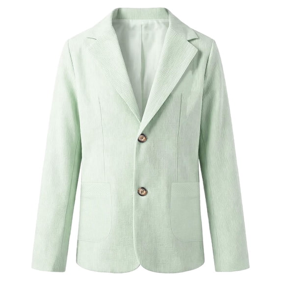 Boys Seersucker Blazer Jacket, Lightweight Breathable Kids Casual Dressy Suit Coat, Modern‑Fit Long Sleeve Outerwear for Back to School Daily Leisure Wear(Light Green,5-6 Years)