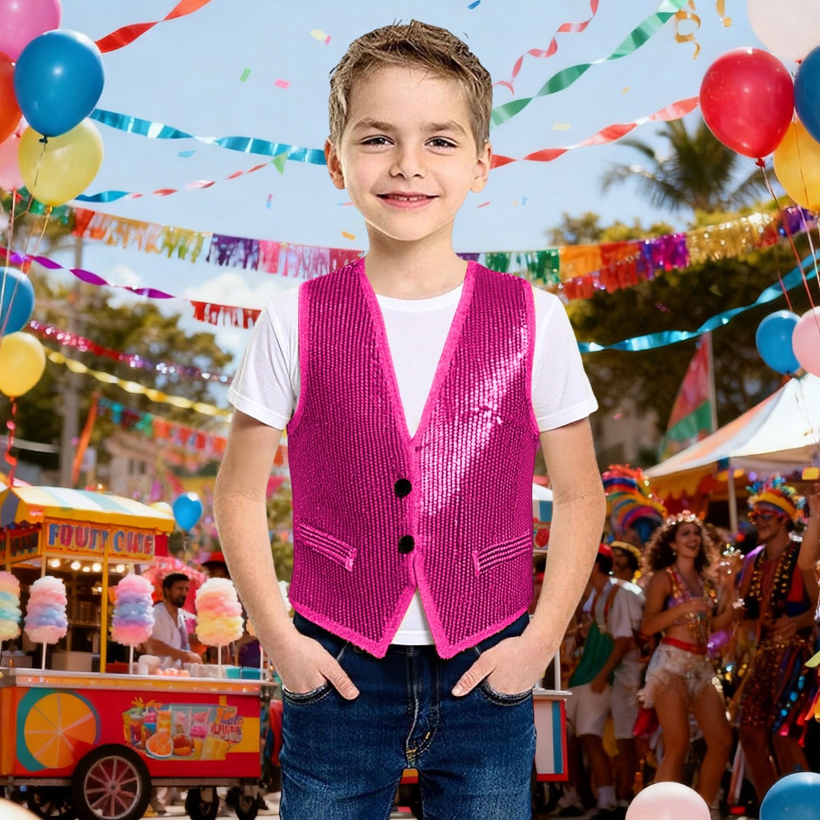 Boys Sequin Carnival Vest Glitter Party Wear Sleeveless Tank Top For boys-sequin-carnival-vest-glitter-party-wear-sleeveless-tank-top-for