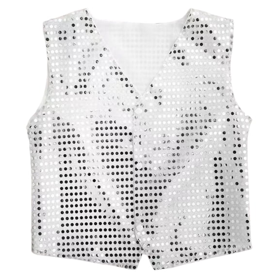 Boys Sequin Vest Performance Modern Dance Recital Stage Show Party Celebration