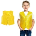 thumbnail image 1 of Boys Sequin Vest Sleeveless Shiny Sequins Button Vest Yellow Sequin Jacket Kids Party Carnival Gown Top Size 5-6 Years, 1 of 9