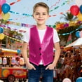 thumbnail image 1 of Boys Sequin Vest V-Neck Pink Shiny Dance Vest for Boys Dance Jazz Hop Jacket Waistcoat Shiny Glitter Sleeveless Top 2T, 1 of 5