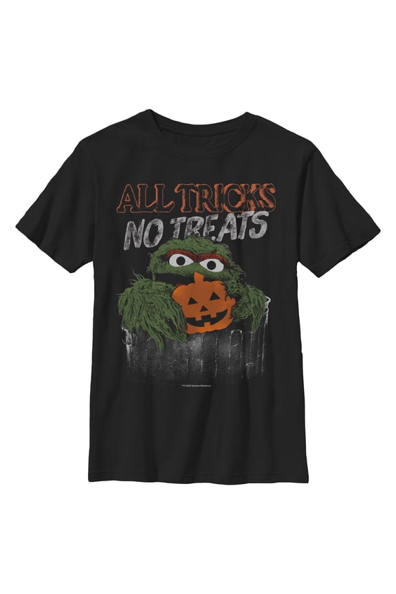Boys Sesame Street All Tricks No Treats Oscar the Grouch T Shirt