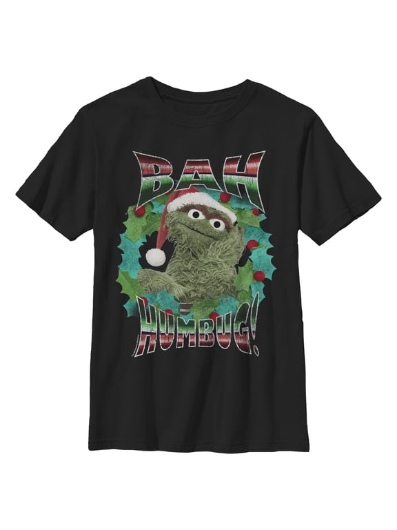 Boys Sesame Street Merry Bah Humbug Wreath T Shirt