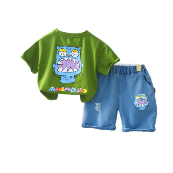 Boys' Set Summer Fashionable Children's Clothing Handsome Boys' Clothing Summer Baby Monster Short Sleeve Baby Two Piece Set