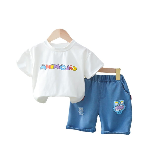 Boys' Set Summer Fashionable Children's Clothing Handsome Boys' Clothing Summer Baby Monster Short Sleeve Baby Two Piece Set