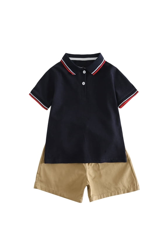 Boys Sets Size 7-8 Toddler Boys Short Sleeve Shirt Tops Shorts Child Kids 2PC Set Outfits Clothes Navy, 7-8 Years