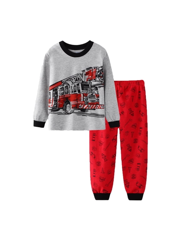 Boys Sets Toddler Boys Pajamas Animals Cotton Kids 2 Piece Pj's Long Sleeve Sleepwear Clothes Set Outfits Grey, 18-24 Months