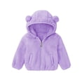 thumbnail image 1 of Boys Sherpa Fleece Hoodie Jacket Casual Cute Fuzzy Long Sleeve Hooded Coat Kids Loose Comfy Winter Warm Outwear With Pocket, 1 of 5