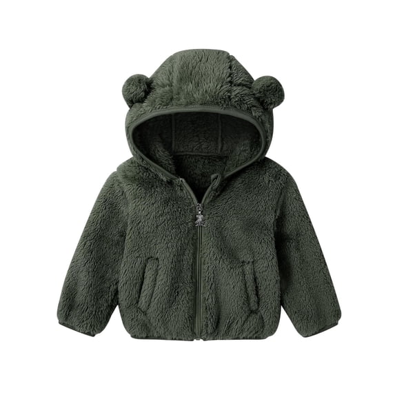 Boys Sherpa Fleece Hoodie Jacket Casual Cute Fuzzy Long Sleeve Hooded Coat Kids Loose Comfy Winter Warm Outwear With Pocket