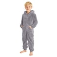thumbnail image 1 of Boys Sherpa Fleece Jumpsuits Casual Cute Fuzzy Long Sleeve Zip Up Hooded Homewear Romper Kids Loose Lightweight Winter Warm Loungwear, 1 of 5