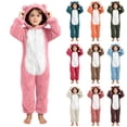 thumbnail image 1 of Boys Sherpa Fleece Jumpsuits Casual Loose Fuzzy Long Sleeve Zip Up Hooded Homewear Romper Kids Cute Lightweight Winter Warm Loungwear, 1 of 5