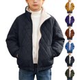 thumbnail image 1 of Boys Sherpa Lined Quilted Jacket,Winter Warm Diamond Pattern Stand Collar Coat with Pockets,Thick Fleece Zip-Up Outerwear, 1 of 7