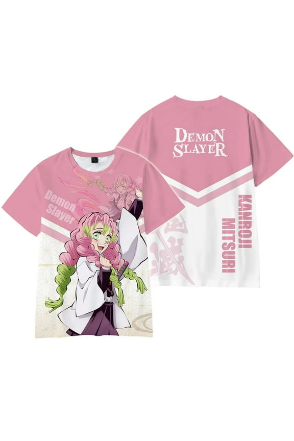 Boys Shirt Anime Demon Slayer Shirt Cosplay Top Cartoon T-Shirts Fashion Casual Short Sleeve -L