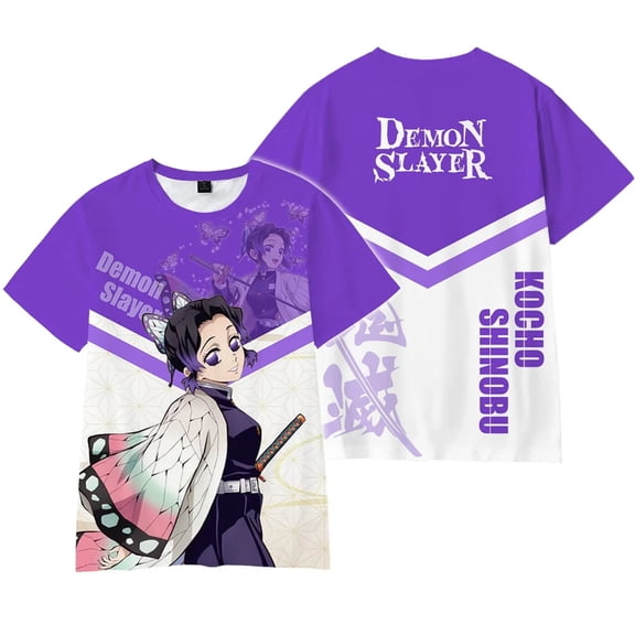 Boys Shirt Anime Demon Slayer Shirt Cosplay Top Cartoon T-Shirts Fashion Casual Short Sleeve -XXL