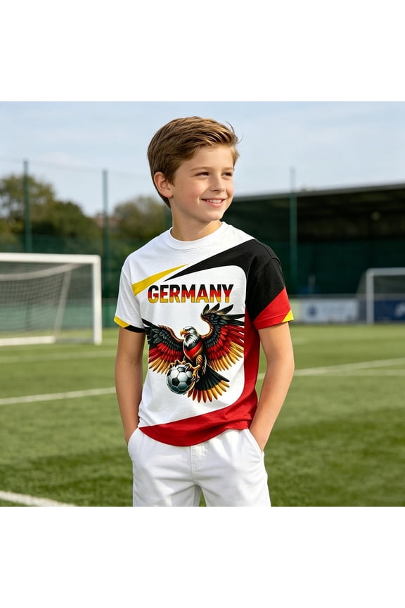 Boys Shirt Kids Eagle Football Print Short Sleeve Crew Neck Top Washable Classic Fit for Relaxed Daily Wear Toddler Clothes for Boys