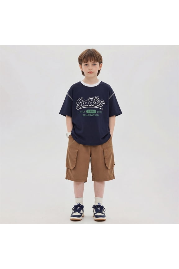 Boys Shirt Kids Graphic Print Short Sleeve Crew Neck Tee Skin Friendly Loose Fit for Daily Outing Wear Toddler Boy Clothes