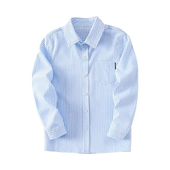 Boys Shirt for Toddler Button-Down Dress Shirts for Beach Wedding Kids Casual Long Sleeve Tops with Pocket Toddler Boy Outfits