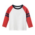 thumbnail image 1 of Boys Shirts Autumn Winter Girls Long Sleeve Patchwork Casual Tees Top Boys' Tops Red 3 Years-4 Years, 1 of 4