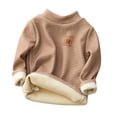 thumbnail image 1 of Boys Shirts Baby Kids Long Sleeve High Collar Soft Striped Bottoms T Shirt Top Girls Tops Coffee 18 Months-24 Months, 1 of 4