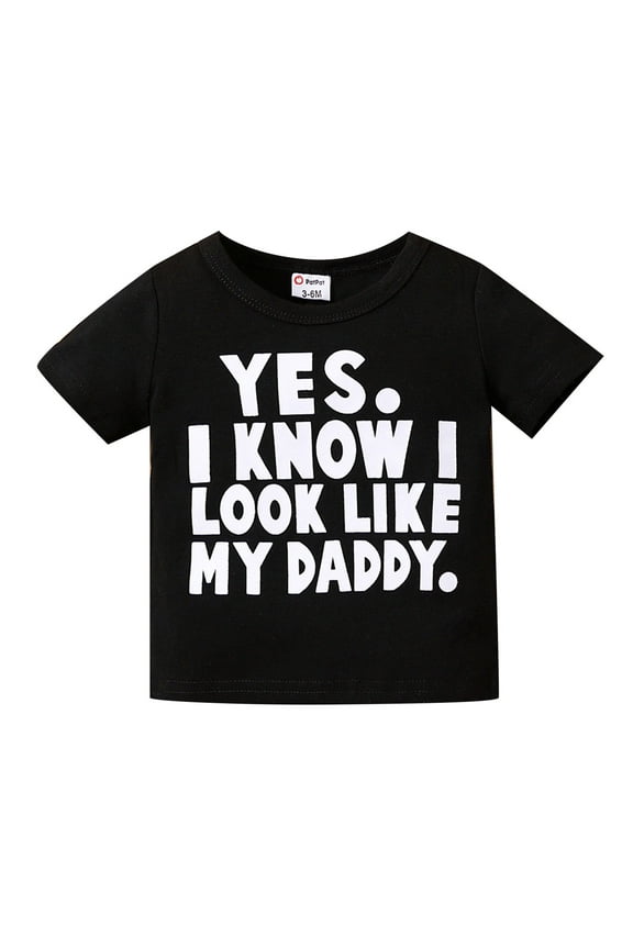 Boys Shirts Baby Unisex Letter Spring Summer Prints Short Sleeve T Shirt Clothes Boys' Tops Black 18 Months-24 Months