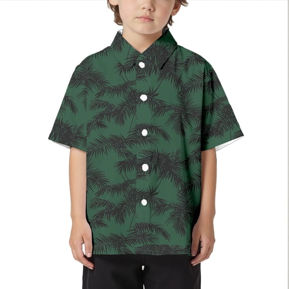 Boys Shirts Beach Leisure Loose Trendy Collar Button Open Short Sleeve Boys Clothes