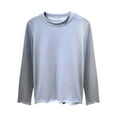 thumbnail image 1 of Boys Shirts Blue Long Sleeve Shirt Boys Basic Crewneck Cotton Casual Kids Sweatshirt Uniform Shirts for Girls 5-6 Years, 1 of 3
