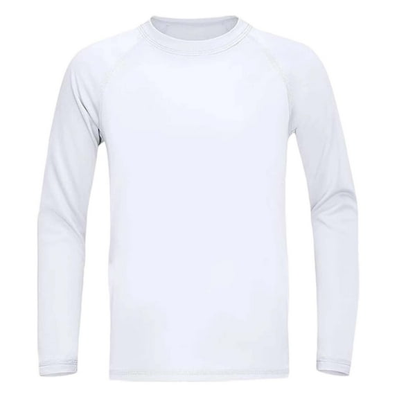 Boys Shirts, Boys Active Tops Long Sleeve Performance Shirt For Kids Sports Training Gym Workout Athletic Tee Comfortable Stretchy Fabric, Boys Clothes(White,8-9 Years)