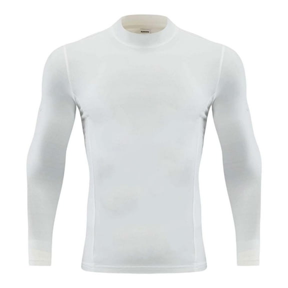 Boys Shirts,Athletic Shirt High Neck Long Sleeve Compression Top Stretch Tee Breathable Running Shirt for Training & Sports Activities,Boys Long Sleeve Shirts,Color:White,Size:5-6 Years