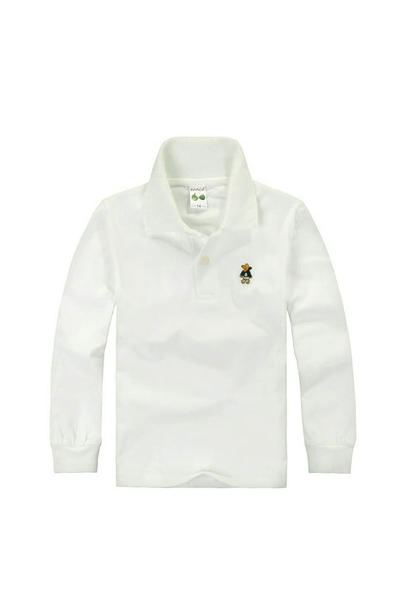 Boys Shirts Boys Girls Long Sleeve Solid Quarter Zip Lapel School Polo Shirt Girls Tops White 11 Years-12 Years