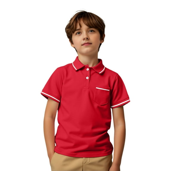 Boys Shirts - Boys Girls Striped T-Shirt with Pocket Short Sleeve Casual Top Summer Striped Tee Fun Practical Design School Outdoor Play Shirt - Shirts for Boys,Color:Red,Size:7-8 Years